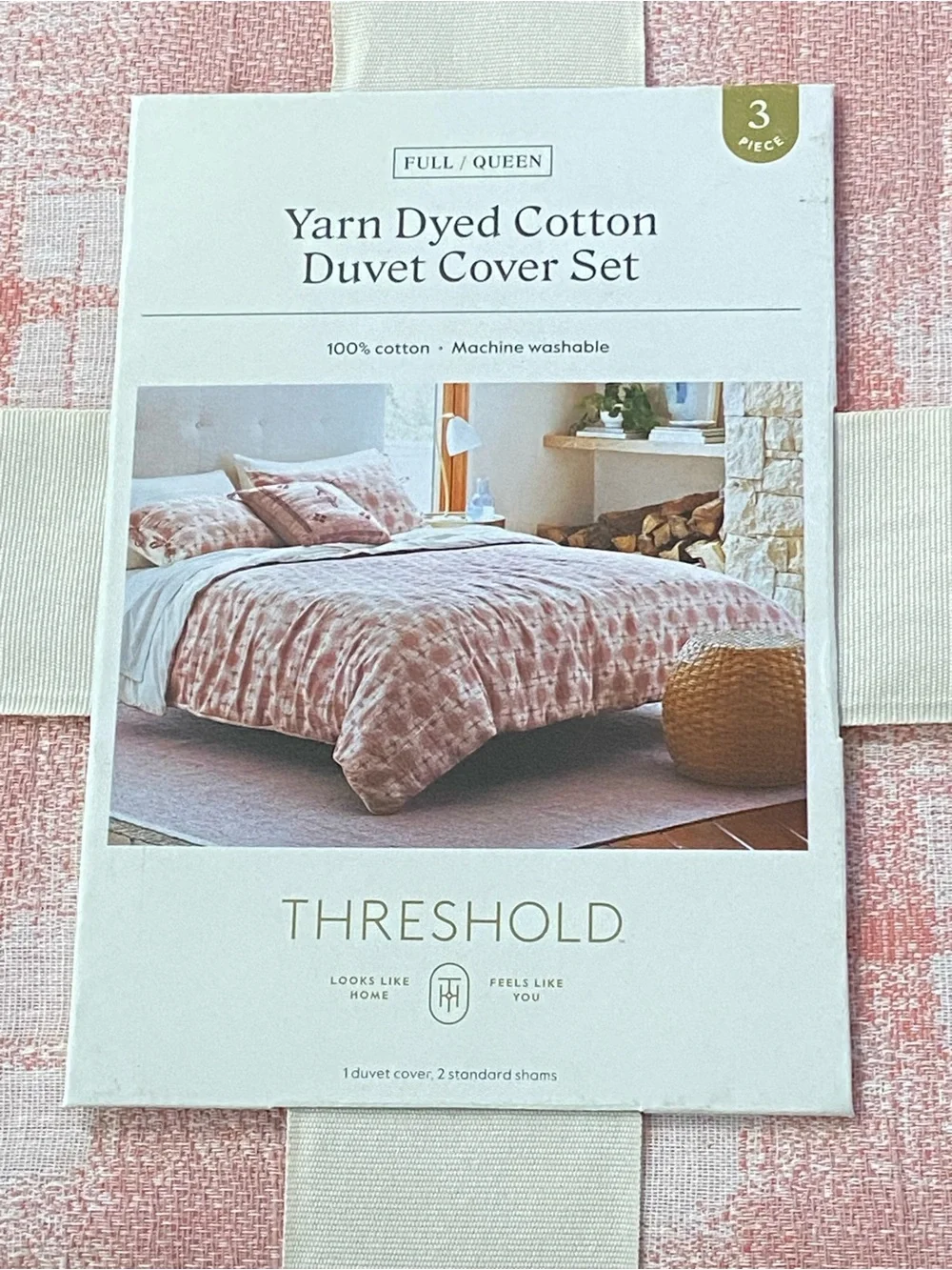 Duvet Cover 3pc set~Threshold Yarn-Dyed 100% Cotton (Size: Full/Queen)